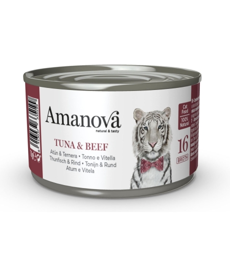 AMANOVA CAT TUNA & BEEF CANS IN BROTH